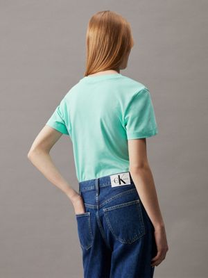 blue tint slim monogram t-shirt for women calvin klein jeans