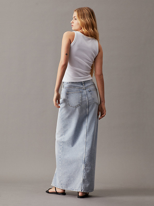 white top bez rękawów ze ściągaczowej bawełny organicznej z naszywką dla kobiety - calvin klein jeans