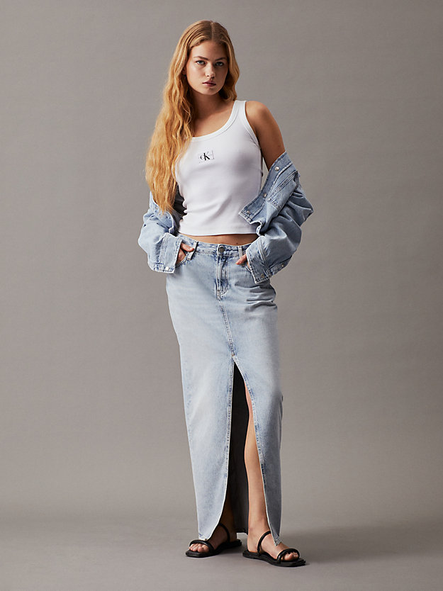 bright white geribbelde katoenen tanktop voor dames - calvin klein jeans