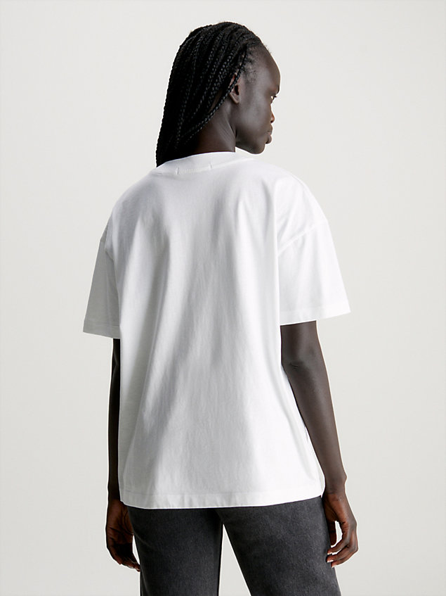 camiseta boyfriend de algodón con insignia white de mujer calvin klein jeans