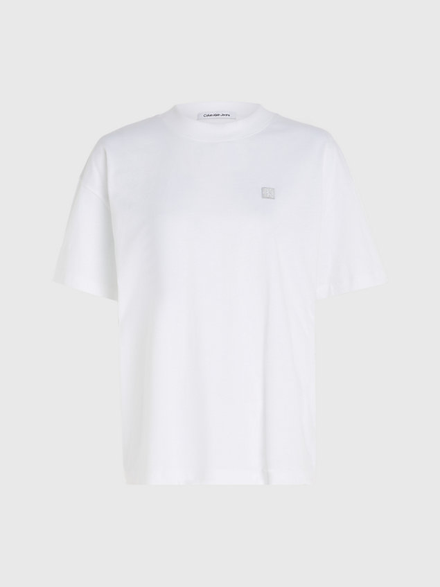 white cotton badge boyfriend t-shirt for women calvin klein jeans