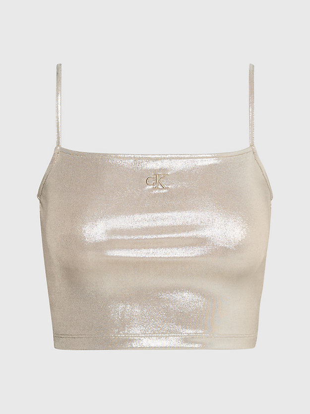 frosted almond cropped metallic tank top for women calvin klein jeans