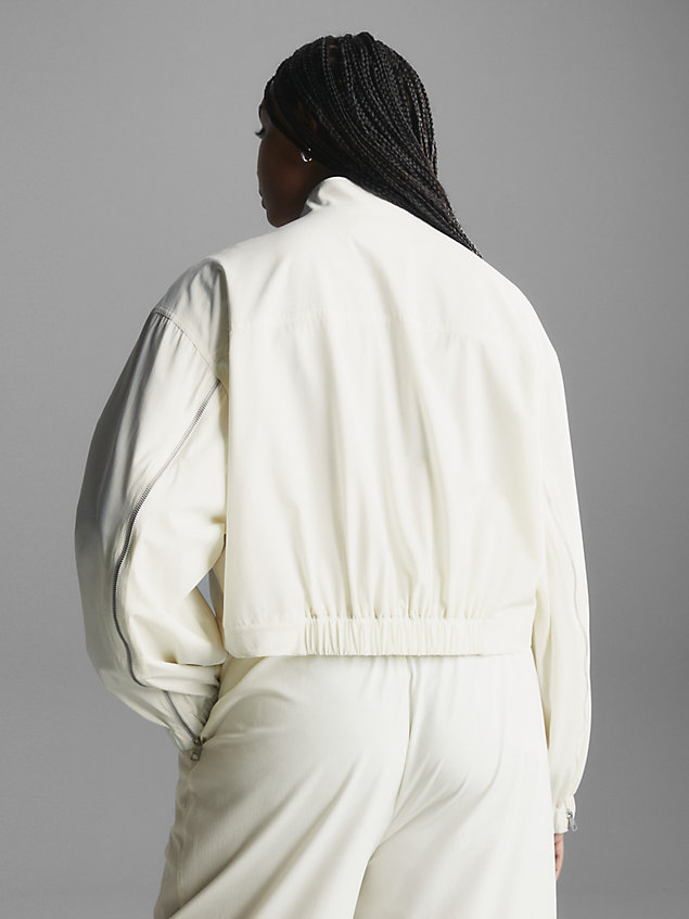 white kurtka z rękawami na zamek o skróconym kroju dla kobiety - calvin klein jeans