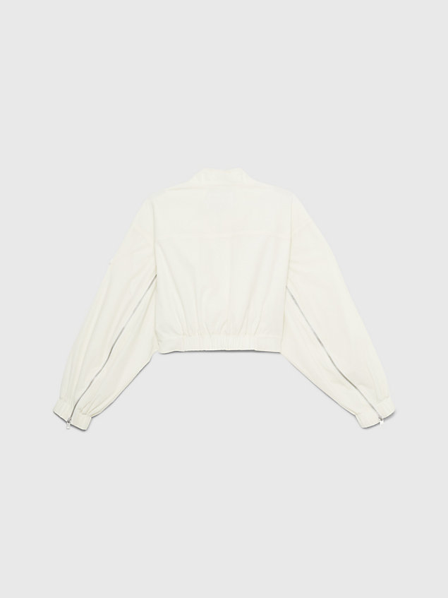 white cropped zip sleeve jacket for women calvin klein jeans