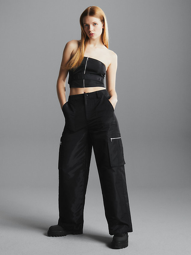 black proste bojówki dla kobiety - calvin klein jeans