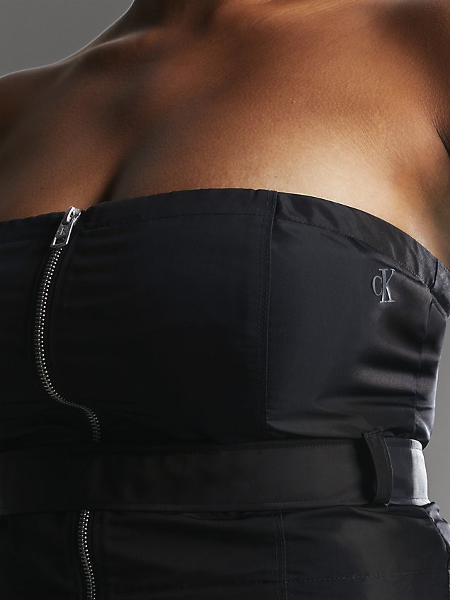 black zip up corset top for women calvin klein jeans