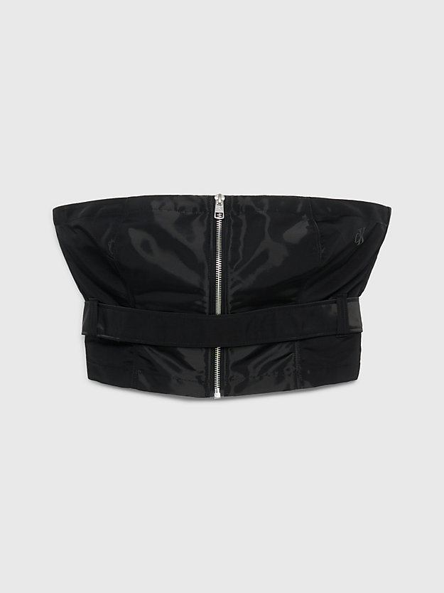 ck black zip up corset top for women calvin klein jeans