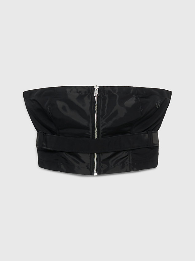 black zip up corset top for women calvin klein jeans