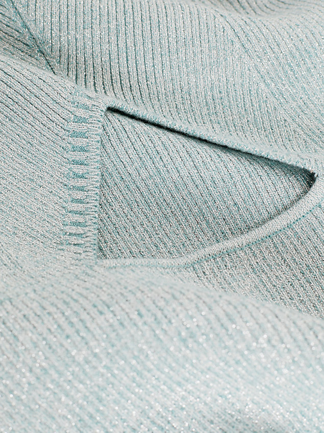 blue metallic rib-knit cut out jumper for women calvin klein jeans