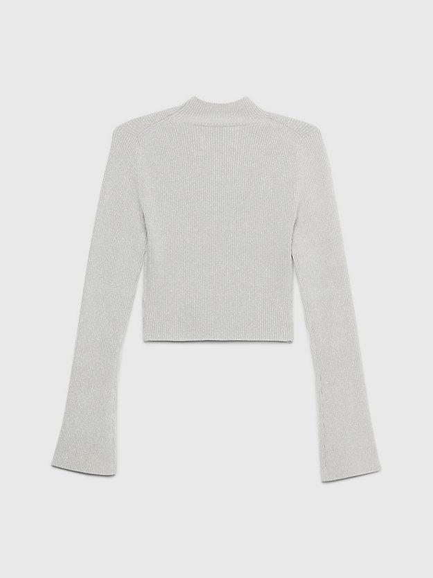 horizon grey metallic rib-knit cut out jumper for women calvin klein jeans