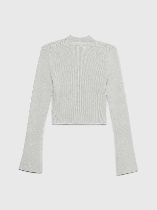 grey metaliczny ściągaczowy sweter z wycięciem dla kobiety - calvin klein jeans
