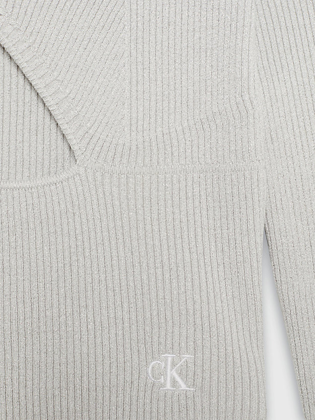 grey metallic rib-knit cut out jumper for women calvin klein jeans