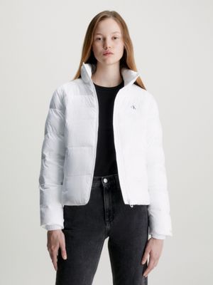 White short puffer on sale jacket