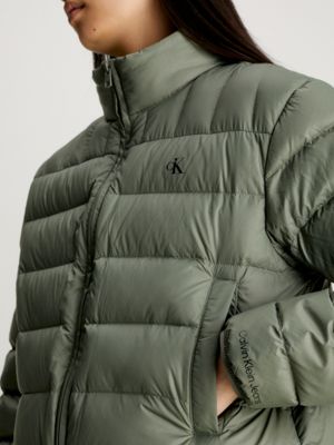 dusty olive lightweight down puffer jacket for women calvin klein jeans