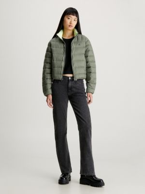 dusty olive lightweight down puffer jacket for women calvin klein jeans