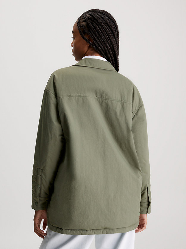 dusty olive reversible satin shirt jacket for women calvin klein jeans