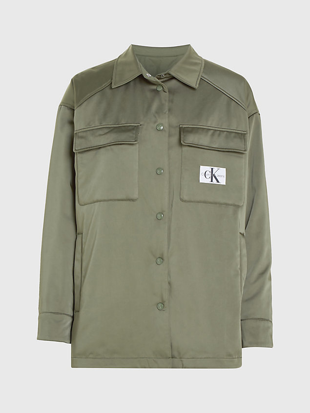 green reversible satin shirt jacket for women calvin klein jeans