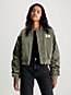 dusty olive cropped satin bomber jacket for women calvin klein jeans
