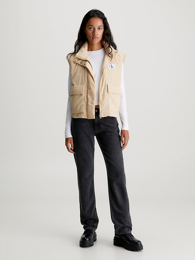 beige relaxed padded nylon vest for women calvin klein jeans