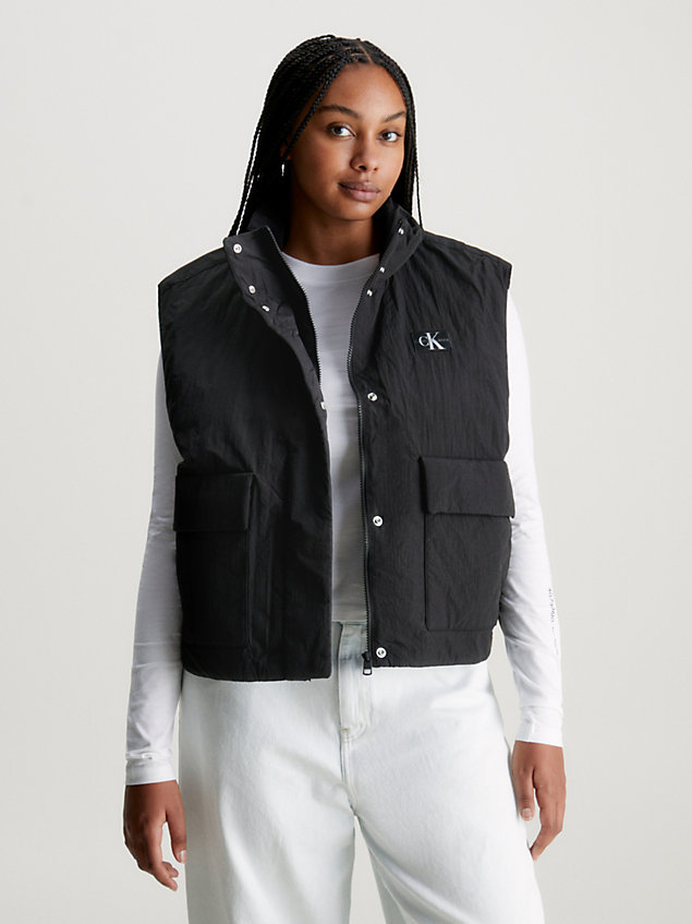 black relaxed padded nylon vest for women calvin klein jeans