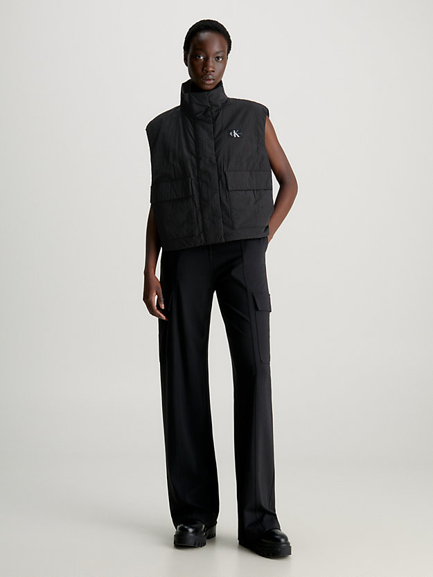 ck black relaxed padded nylon vest for women calvin klein jeans