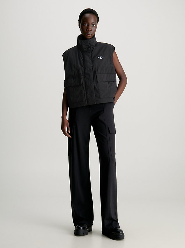 black swobodna ocieplana kamizelka z nylonu dla kobiety - calvin klein jeans