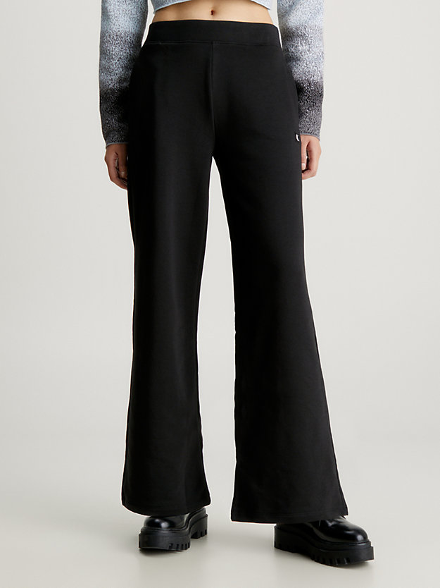 pantalon de jogging relaxed en tissu éponge de coton ck black pour femmes calvin klein jeans