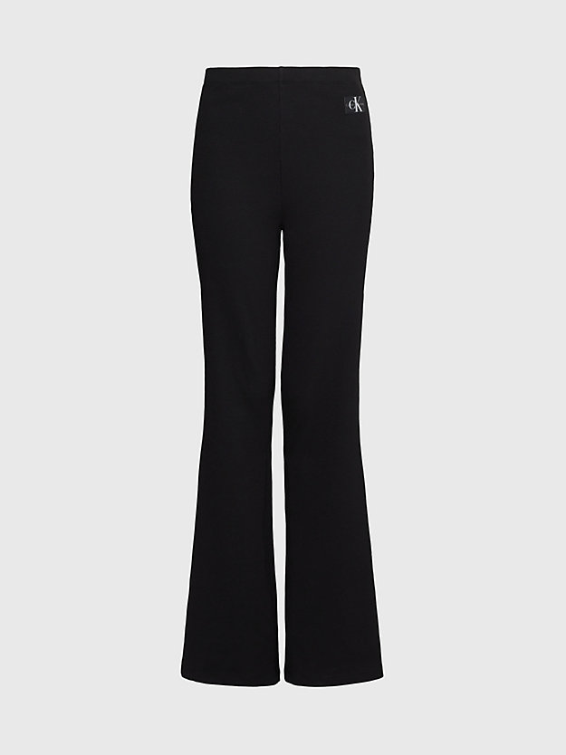 ck black rechte geribde joggingbroek voor dames - calvin klein jeans
