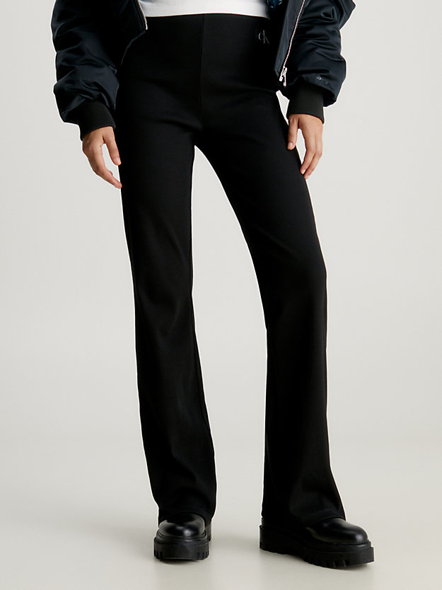 pantalon de jogging droit côtelé ck black pour femmes calvin klein jeans