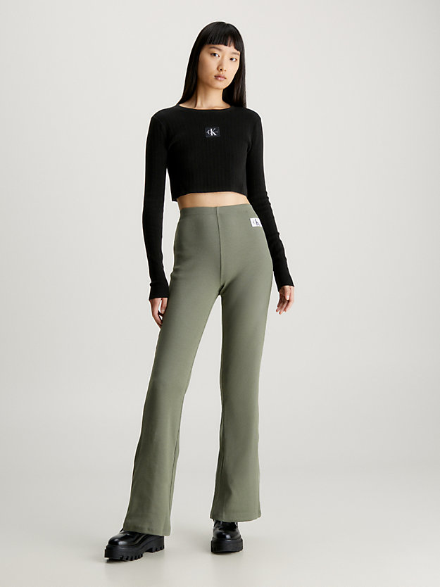 dusty olive straight ribbed joggers for women calvin klein jeans