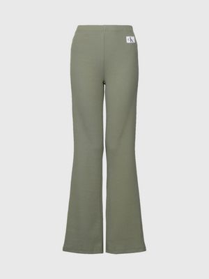 Wide-leg Joggers - Dusty green - Ladies