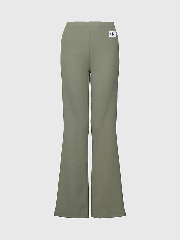 dusty olive rechte geribde joggingbroek voor dames - calvin klein jeans