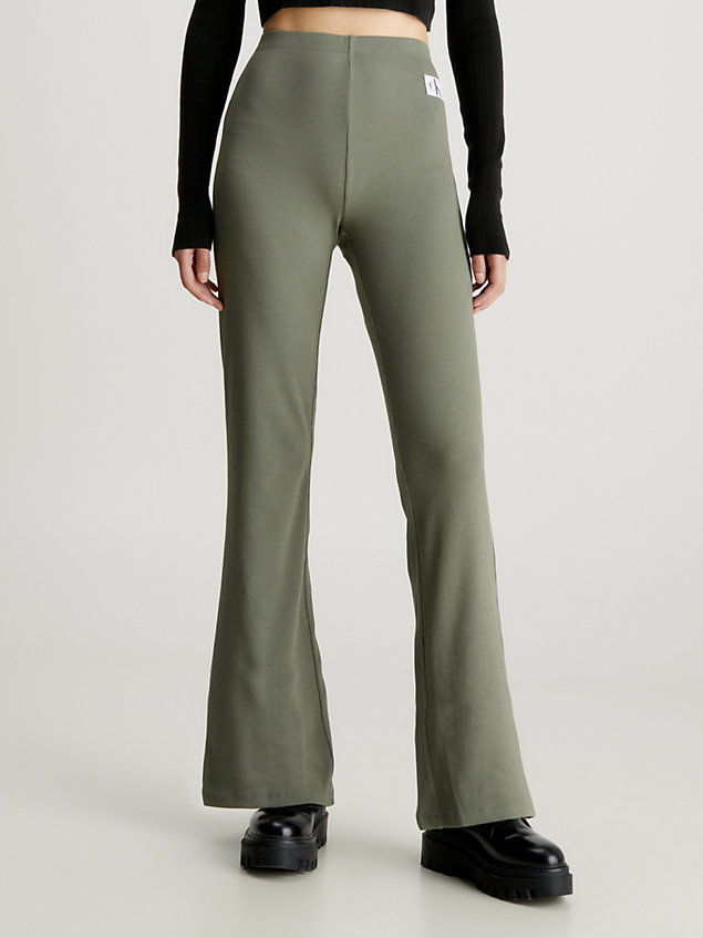 green proste prążkowane spodnie dresowe dla kobiety - calvin klein jeans