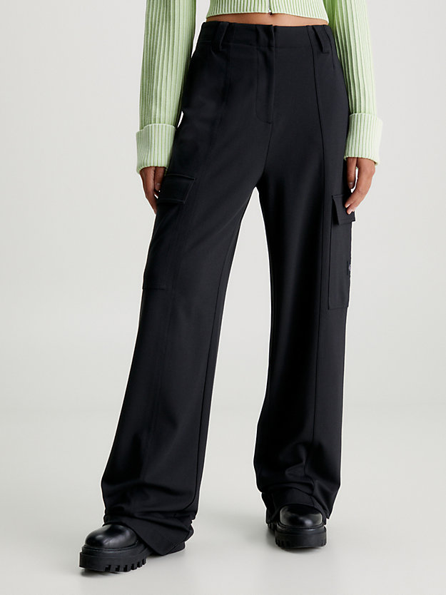 pantalon utilitaire en jersey milano ck black pour femmes calvin klein jeans