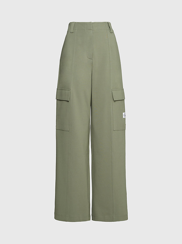 dusty olive praktyczne spodnie z dżerseju milano dla kobiety - calvin klein jeans