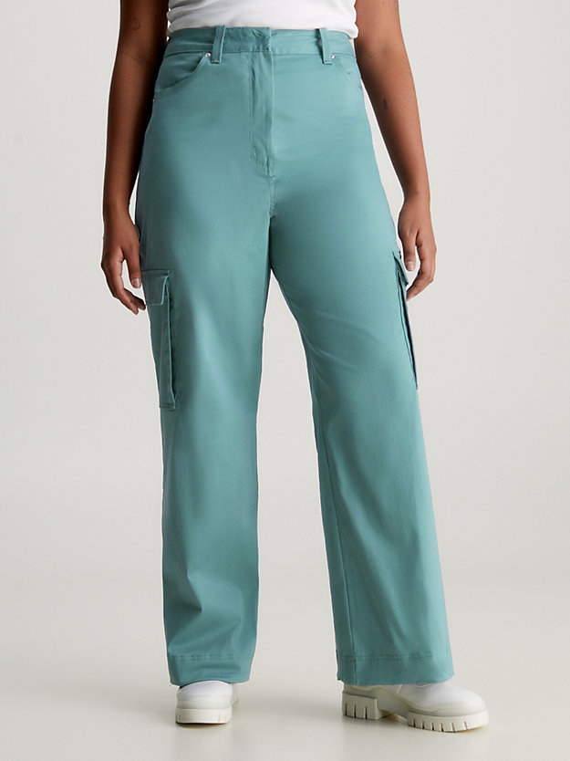 pantalon cargo droit en coton goblin blue pour femmes calvin klein jeans