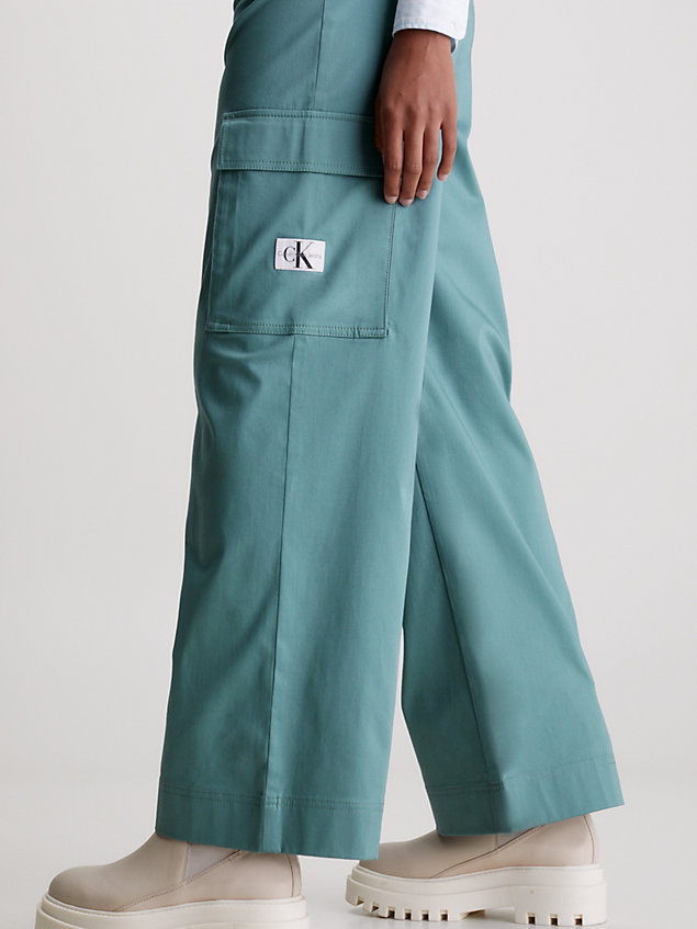 blue straight cotton cargo pants for women calvin klein jeans
