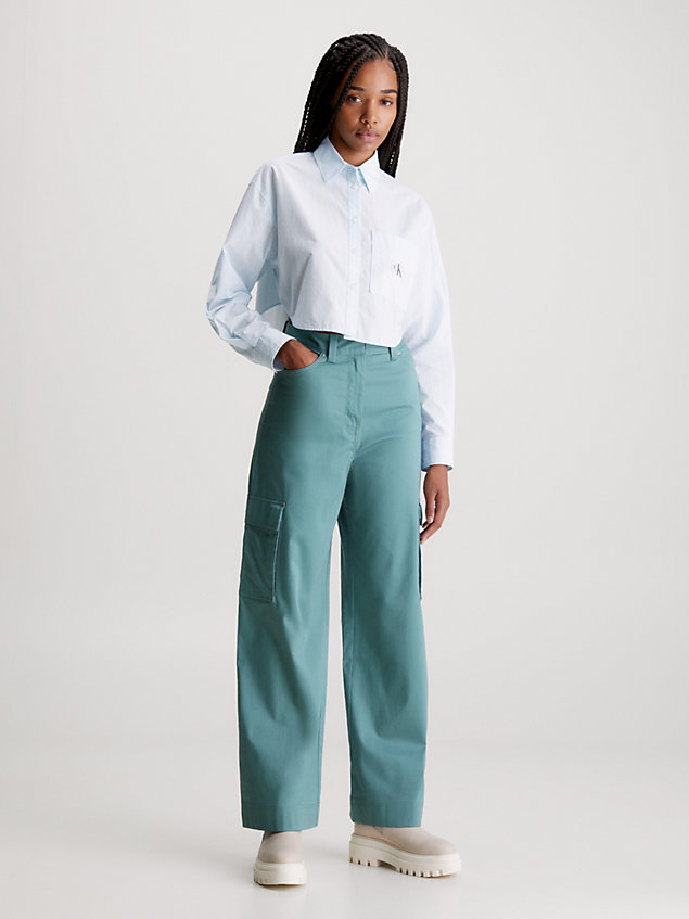 blue straight cotton cargo pants for women calvin klein jeans