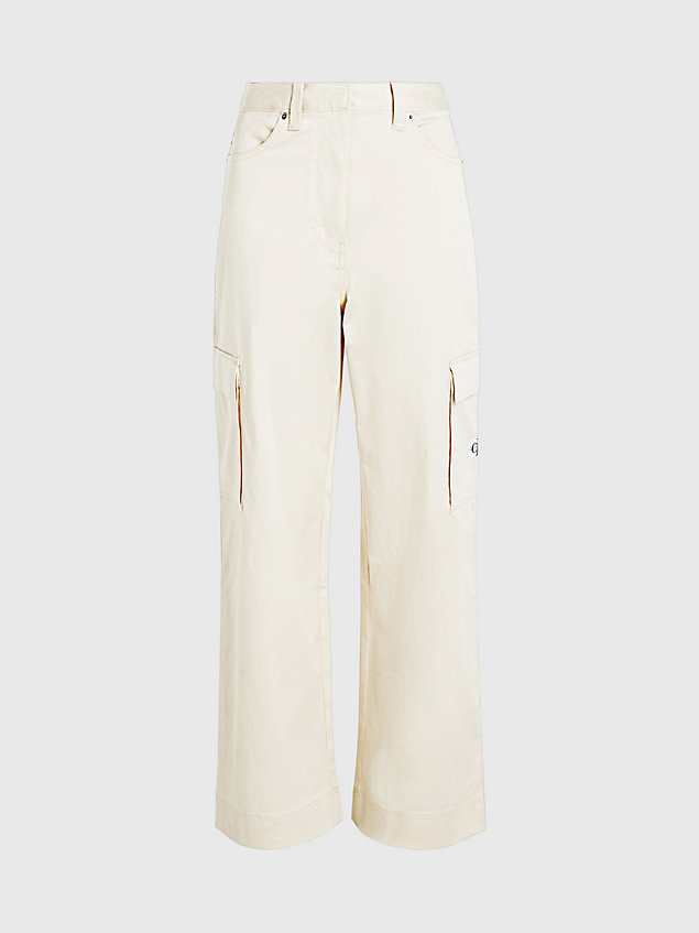 yellow straight cotton cargo pants for women calvin klein jeans