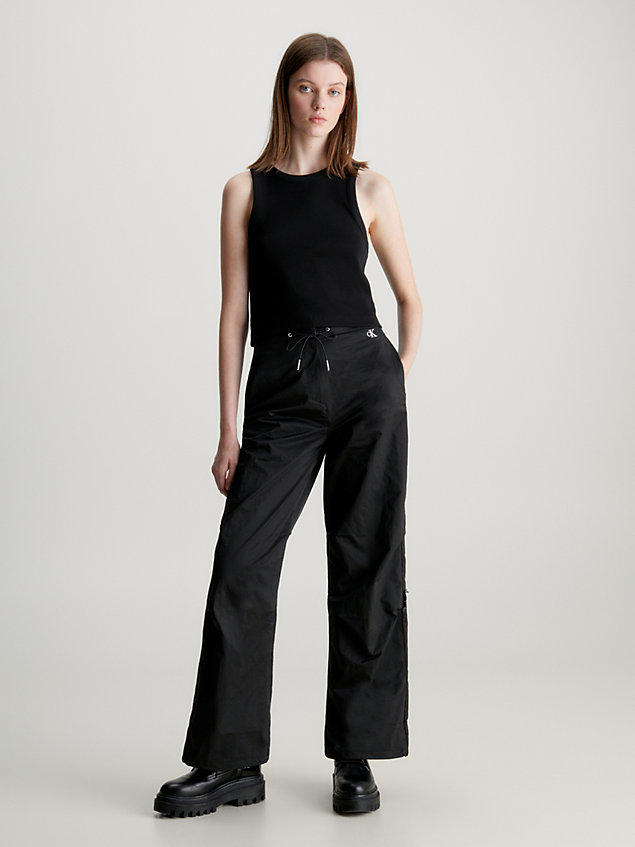 black soft nylon parachute pants for women calvin klein jeans