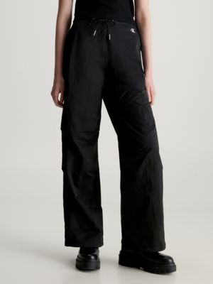 Nylon Track Pants Calvin Klein Jeans Two Tone Parachute Pants Black