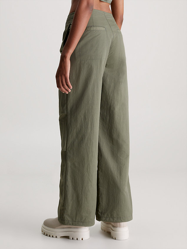 green soft nylon parachute pants for women calvin klein jeans