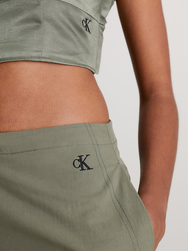 green soft nylon parachute pants for women calvin klein jeans
