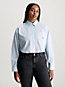 blue white stripe cropped cotton poplin shirt for women calvin klein jeans