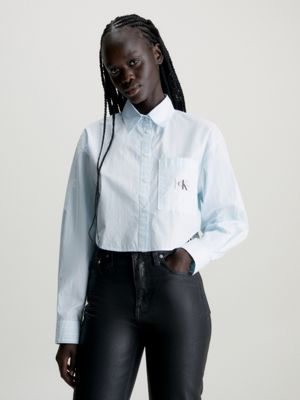 Cropped Cotton Poplin Shirt Calvin Klein J20J2226140BB