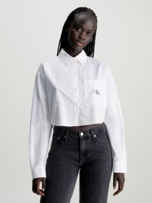 Cropped Hemd aus J20J222614YAF | Calvin Klein® Baumwoll-Popeline