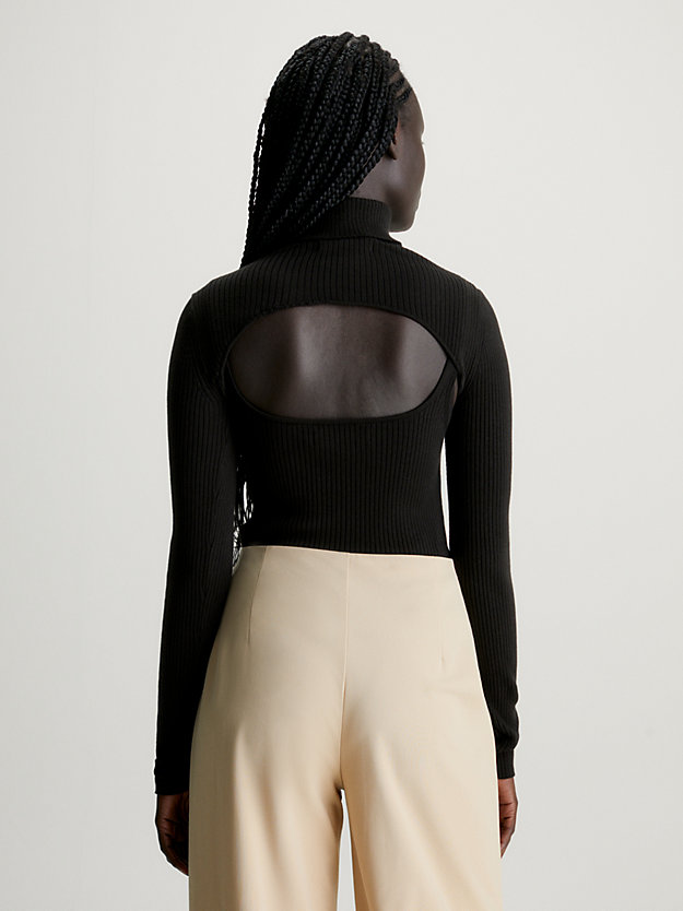 ck black 2-in-1 roll neck jumper for women calvin klein jeans