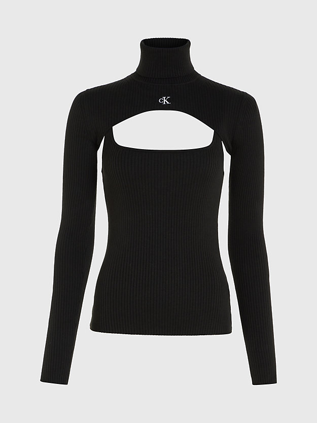 ck black 2-in-1 roll neck jumper for women calvin klein jeans