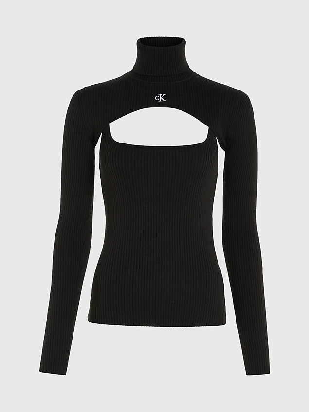 black 2-in-1 roll neck jumper for women calvin klein jeans