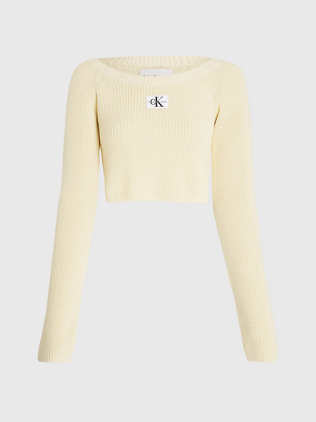 vanilla cropped ribbed cotton jumper for women calvin klein jeans